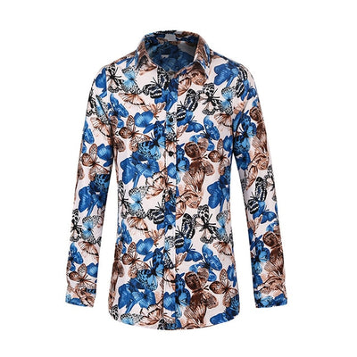 Butterfly print Long Sleeve  Shirt for Men