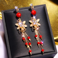 Chinese wind long tassel Earrings for Women