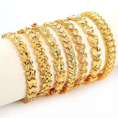 Trendy Plated 24K Gold Multi shape Punk Bracelet for Women