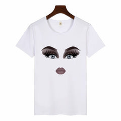 Women Face Makeup Red lip Prints Girls T Shirts