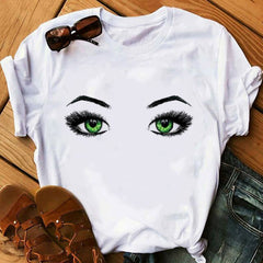 Women Face Makeup Red lip Prints Girls T Shirts