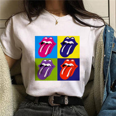 2020 Hot Harajuku Shiny red lips Graphic T Shirt for Women