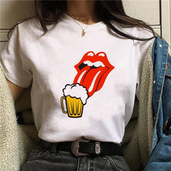 2020 Hot Harajuku Shiny red lips Graphic T Shirt for Women