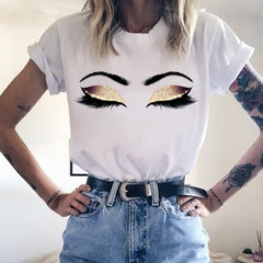 2020 Prints Eyelashes Tshirt  for Womens