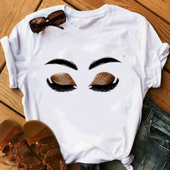 2020 Prints Eyelashes Tshirt  for Womens