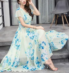 2020 Summer  Flower Printed long dress for Woman