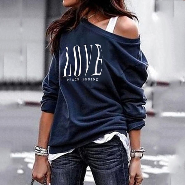 2020 NEW LOVE Women's One Shoulder casual Tops