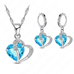 Luxury Women Sterling Silver Necklace and Earrings