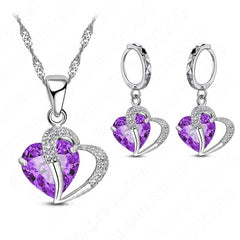 Luxury Women Sterling Silver Necklace and Earrings