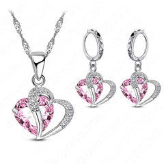 Luxury Women Sterling Silver Necklace and Earrings