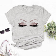 2020 Prints Eyelashes Tshirt  for Womens