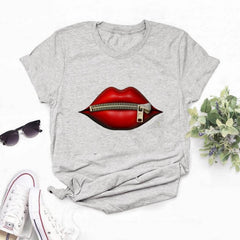 2020 Hot Harajuku Shiny red lips Graphic T Shirt for Women